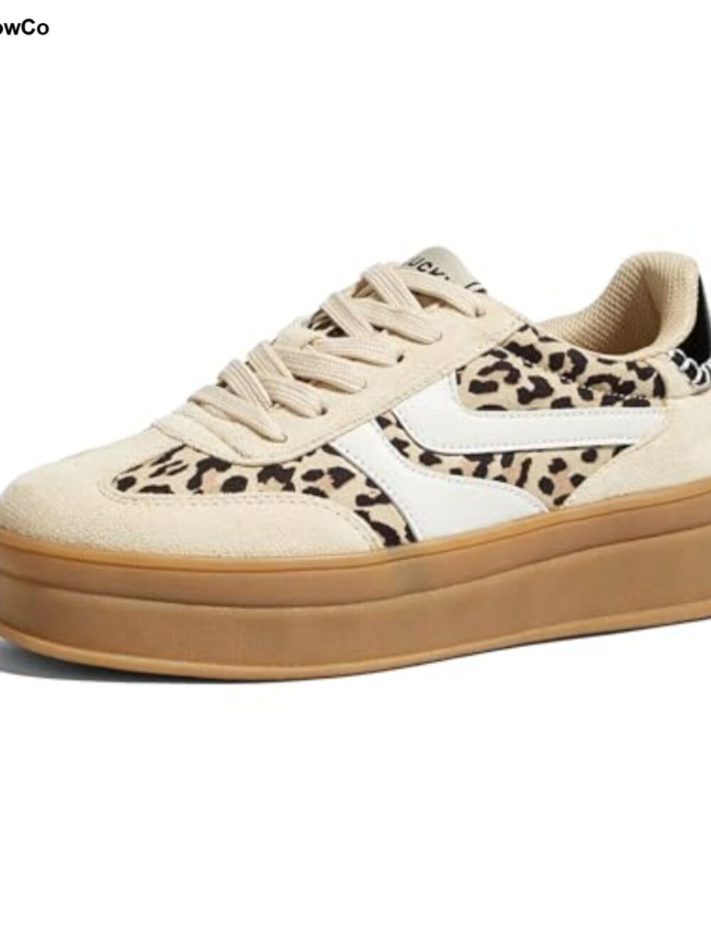 Platform Retro Sneakers Faux Leather Suede Gum Sole Slip Resistant